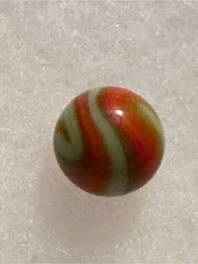 Akro Agate Corkscrew vintage marble  burn orange and green mint